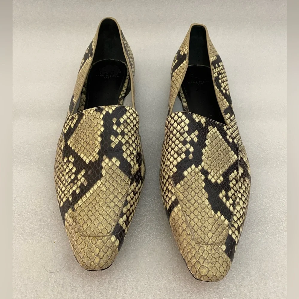 MARC FISHER Enaba Pointed Square Toe Loafer Snake Print Leather size 7
